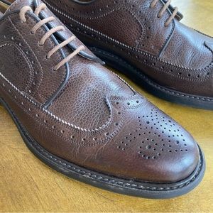 Sebago Wingtip Dress Shoes with Pebble Grain Brown Leather Size 8.5 US/42 EU